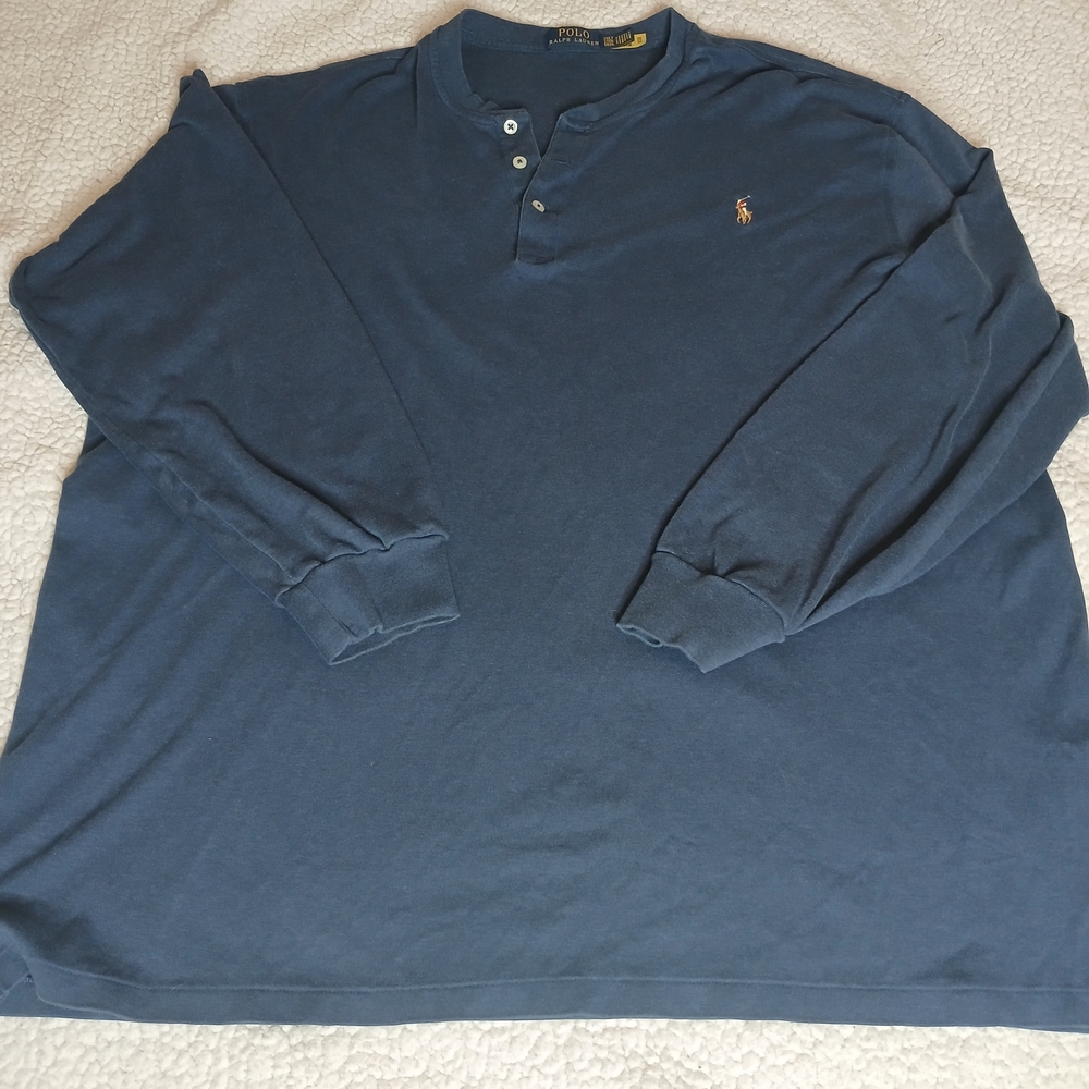 Polo Ralph Lauren Navy Henley Long Sleeve Shirt 2XLT Tall